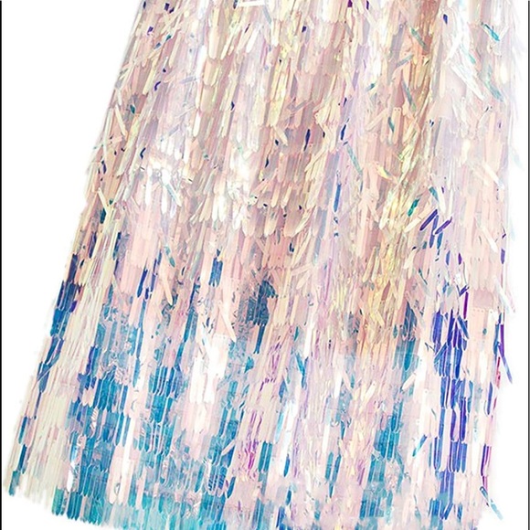 New Pink Tassel Sequins Midi Skirt - Picture 4 of 4